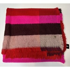 Express Colorblock Scarf Pink Red Acrylic Polyester Oversized Fringe Winter NWT